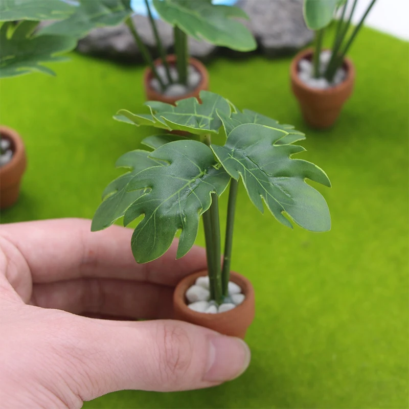 

Dollhouse Micro Landscape Ornament Simulation Green Potted Plant Mini Bonsai Model For Garden Living Room Scene Layout Decor