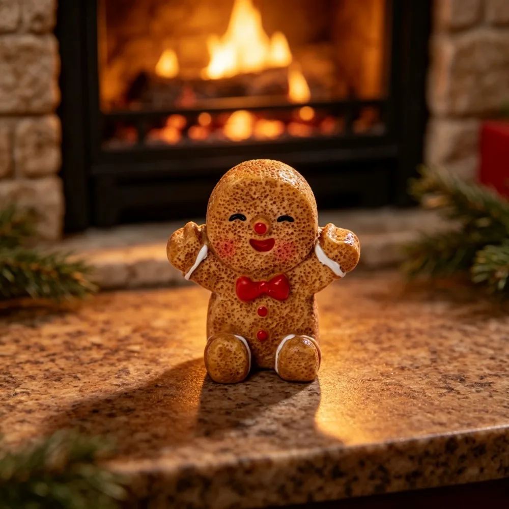 7 Pieces Christmas Mini Gingerbread Man Figurines Resin Miniature Ornaments for DIY Craft Dollhouse Micro Landscape Accessories
