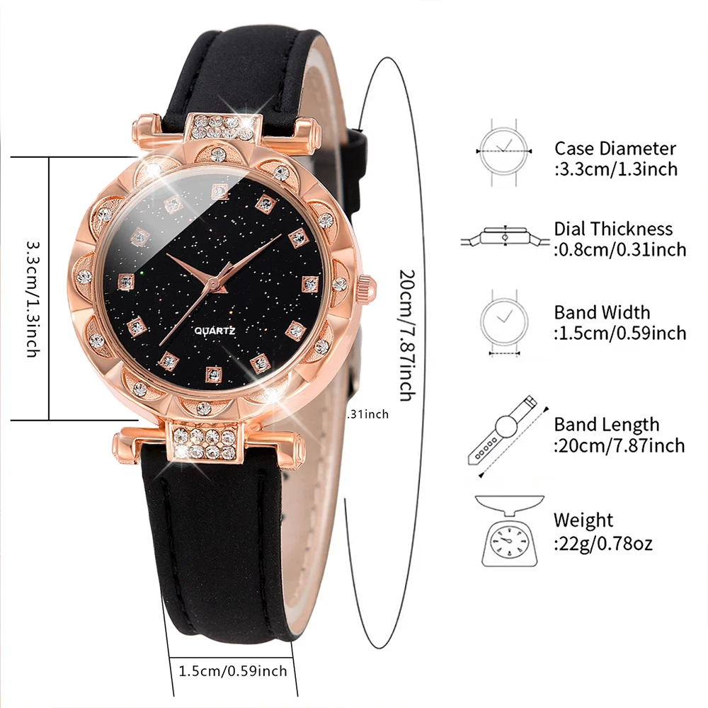 Simple Luxury Leather Black Strap Watch Casual Fashion Quartz Watch Is The Perfect Gift For Her (No Box)