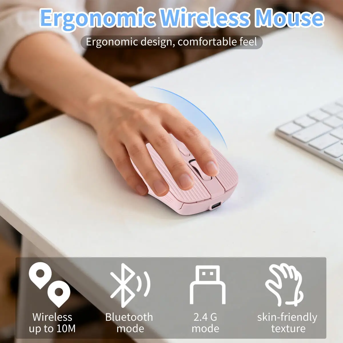 2.4G+Bluetooth Dual-Mode Wireless Office Mouse New Fashion Rechargeable Silent Click Ergonomic Optical for PC Laptop Accessories