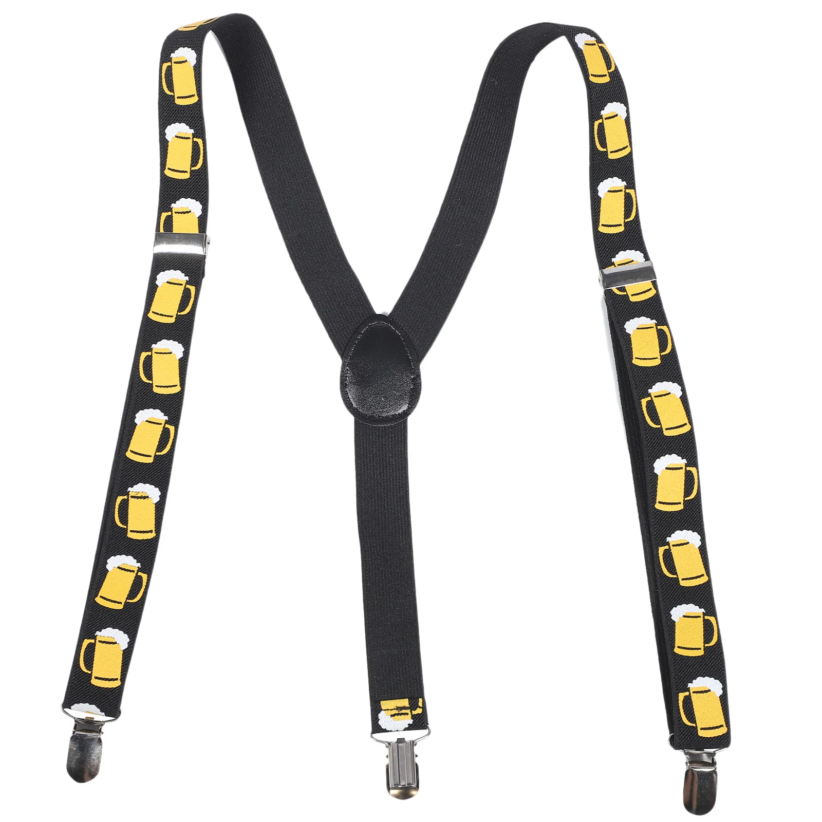Beer Print Suspenders Adjustable Elastic Y-Shape Braces Clip On For Men Women Jeans Shorts Trousers Waistband Hold Durable