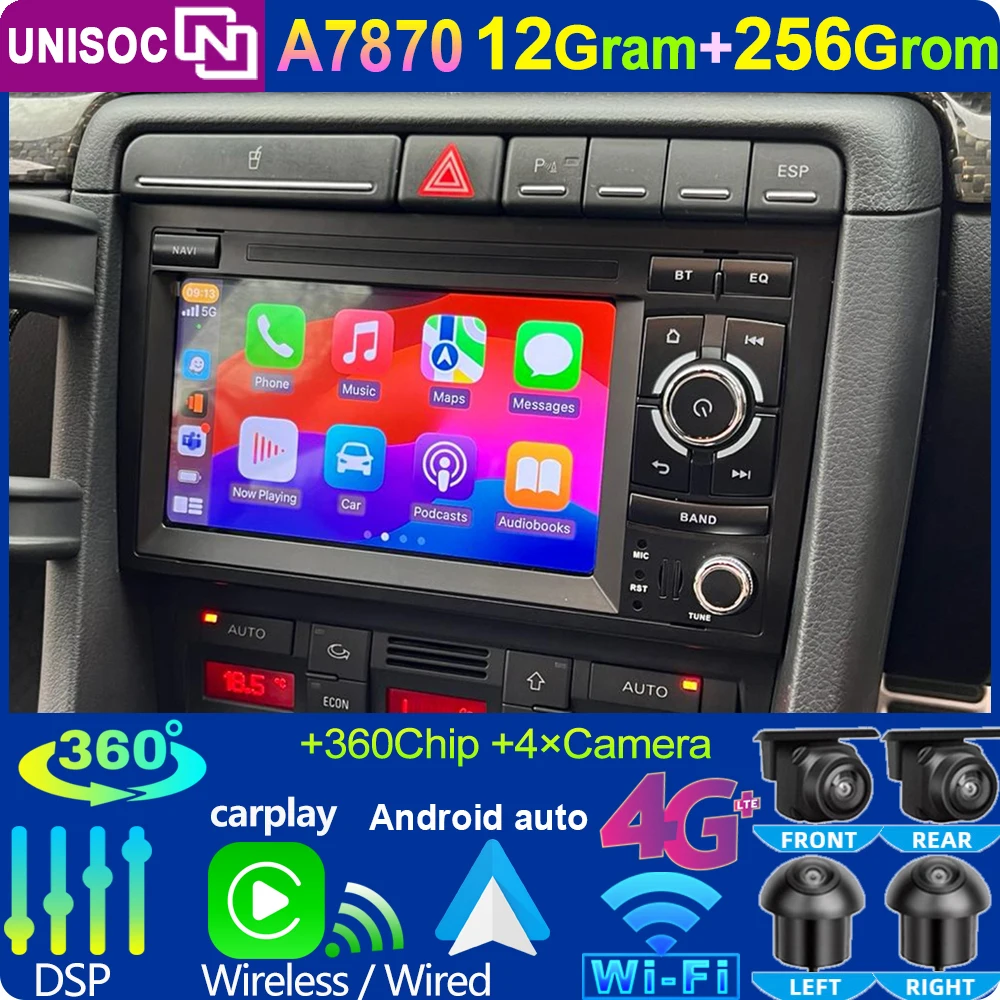 Multimedia Player GPS Autoradio for Audi A4 B6 B7 S4 RS4 Seat Exeo 2002 2003 2004 2005 2006 2007 2008 Button Original Style OEM