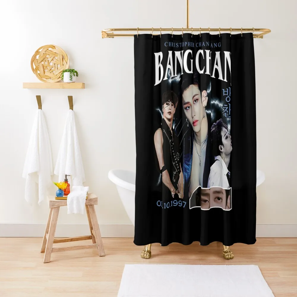 

Bang Chan Shirt Vintage 90 Retro Tee Shower Curtain Bathroom Fabric For Bathrooms With Beautiful Designs Curtain