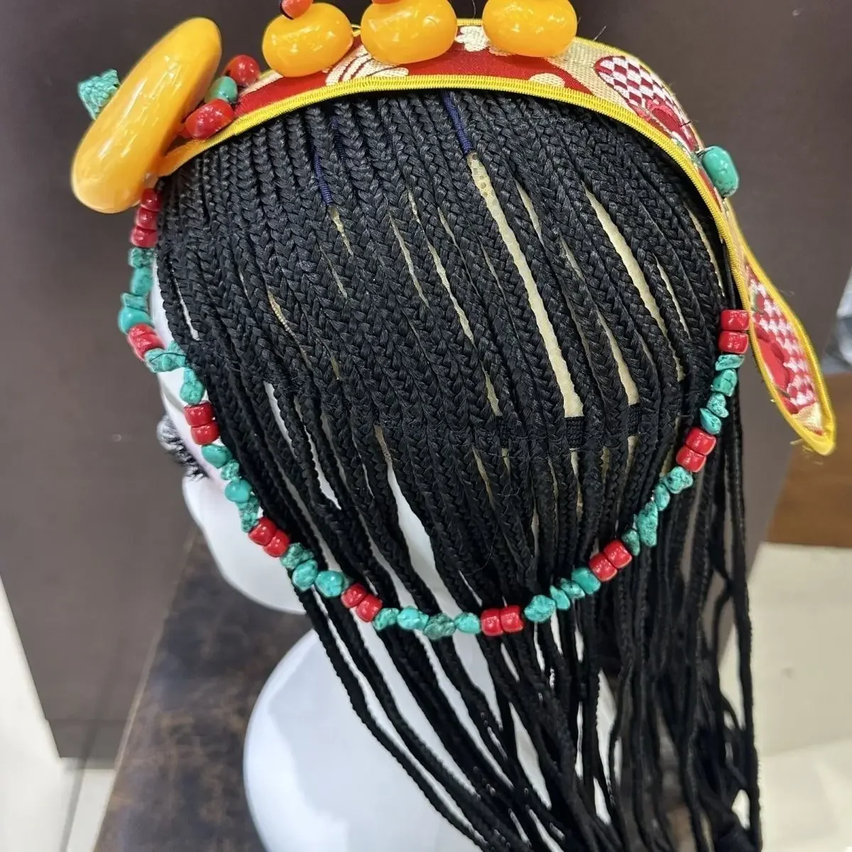 

2026 Тибетский цельный парик, плетеная коса, черный парик