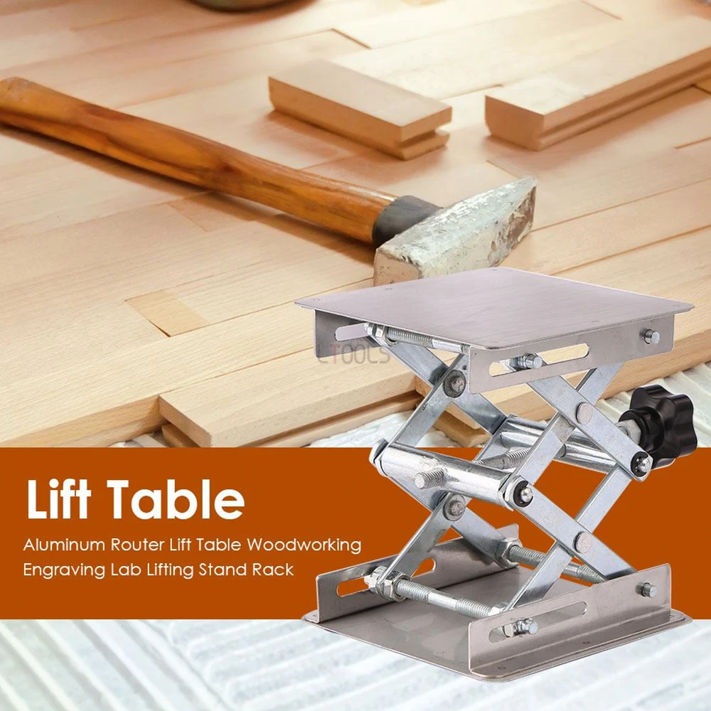 Aluminum Lifter Plate Table 200mm Woodworking Machinery Engraving Laboratory Lifting Stand Manual Lift Platform Carpentry Tools