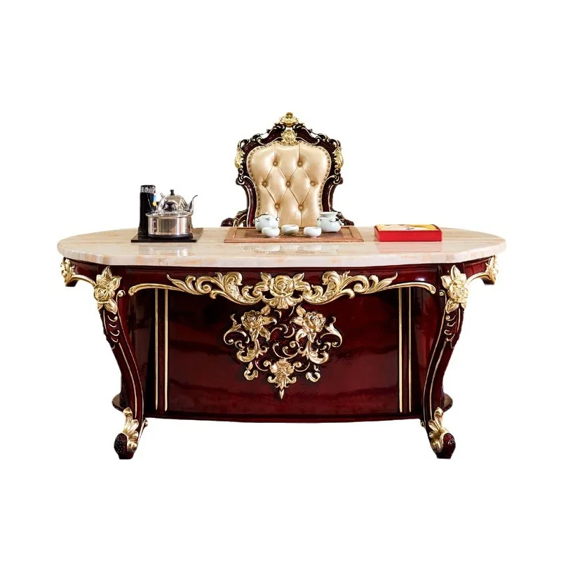 

European table and chairs 1.6/1 meters combination all solid wood tea ceremony kung fu red