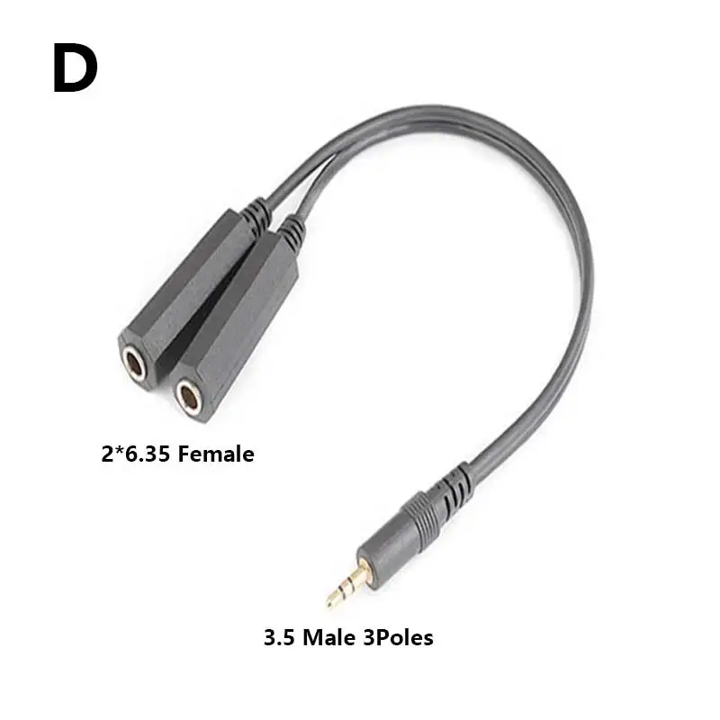 Stereo/Mono 3.5 6.35 Male To 2x6.35 Female Adapter Cable 1/4 6.35mm Plug To Dual 6.5mm Jack RCA Y Splitter Stereo Audio Cord