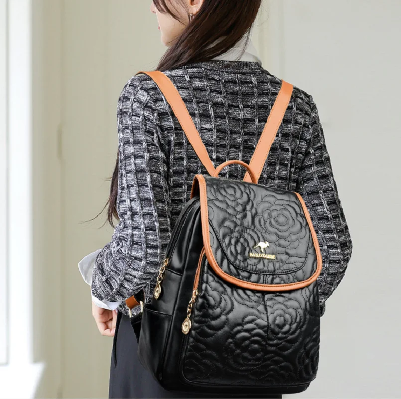 

2025 New Arrival Fashion Flower Leather Travel Backpacks Women's Large Capacity Casual Shoulder Bags School Bag Totes Backpack
