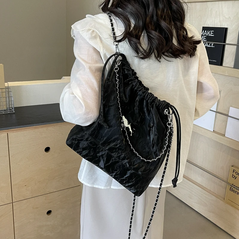 LEFTSIDE Small Crossbody Bags for Women 2024 Trend Korean Fashion Leather Shoulder Bag Females Solid Color Chain Handbags