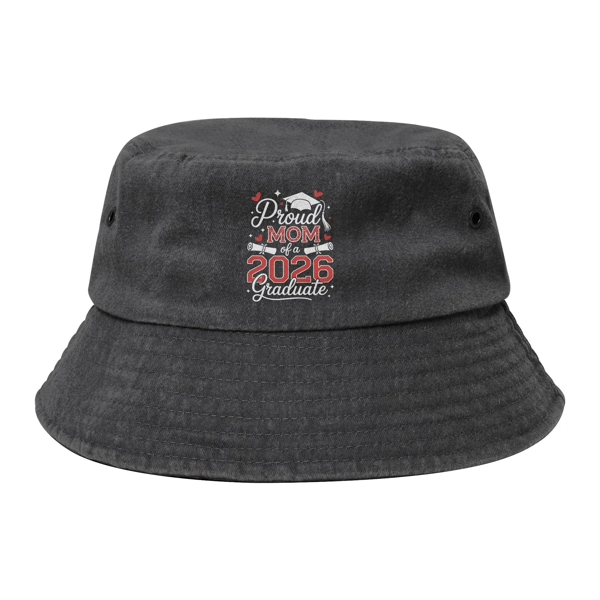 Senior Mom 2026 Graduation Proud Bucket Hat Teen Lightweight Hiking  Distressed Denim Fishing Cap Beach Hatwear Bob Hat