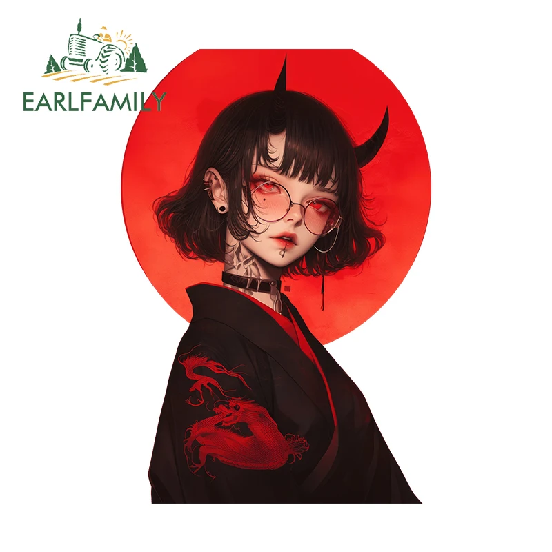 

EARLFAMILY, 13 см × 8,9 см, японское аниме, автомобильные наклейки для девушек, классные, отличительные детали, красивая записная клетка, окклюзия, царапина