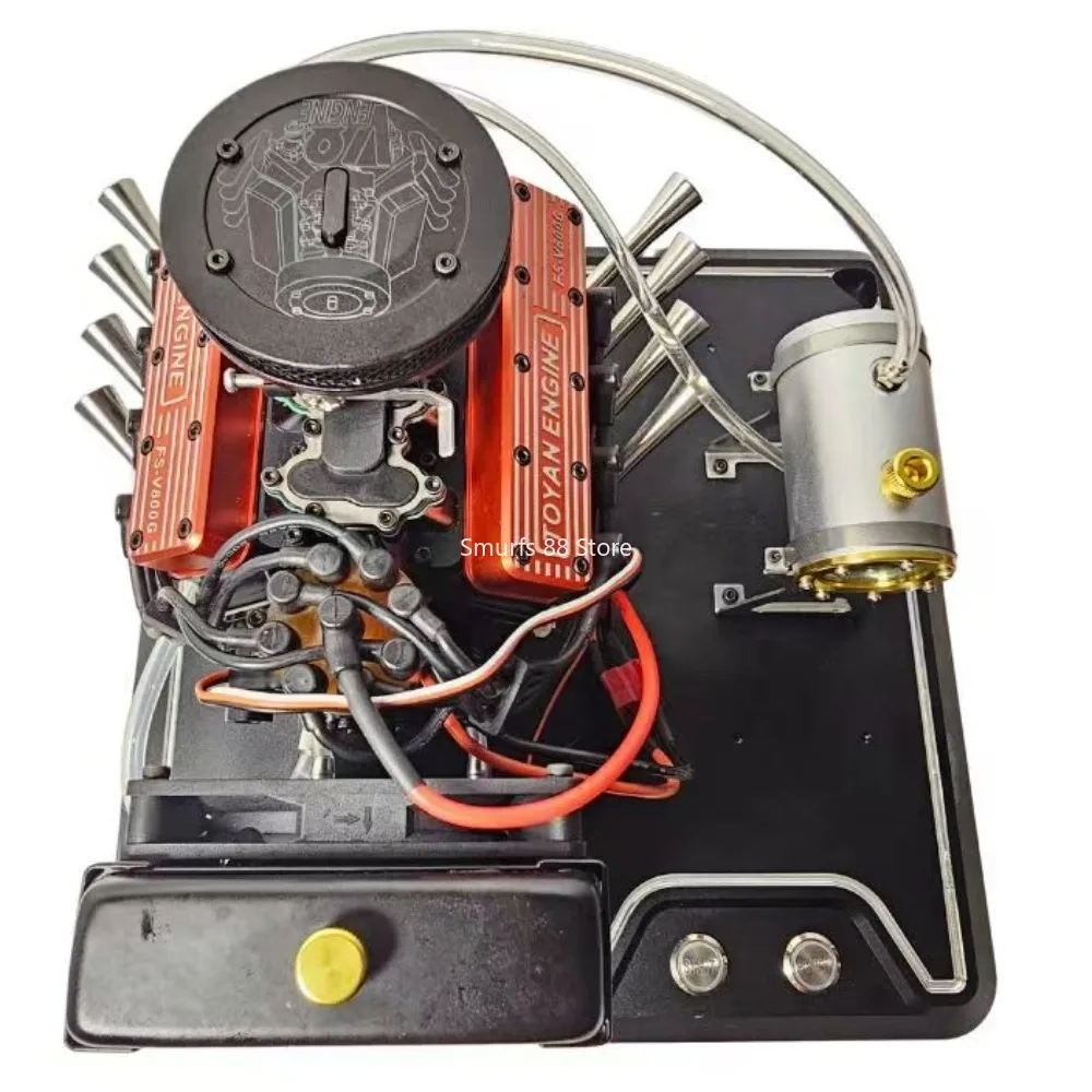 Zestaw do budowy silnika TOYAN V8 Metalowy silnik 28cc 4-suwowy chłodzony wodą Model z podstawą Starter Zestaw Gotowy Produkt Zabawka