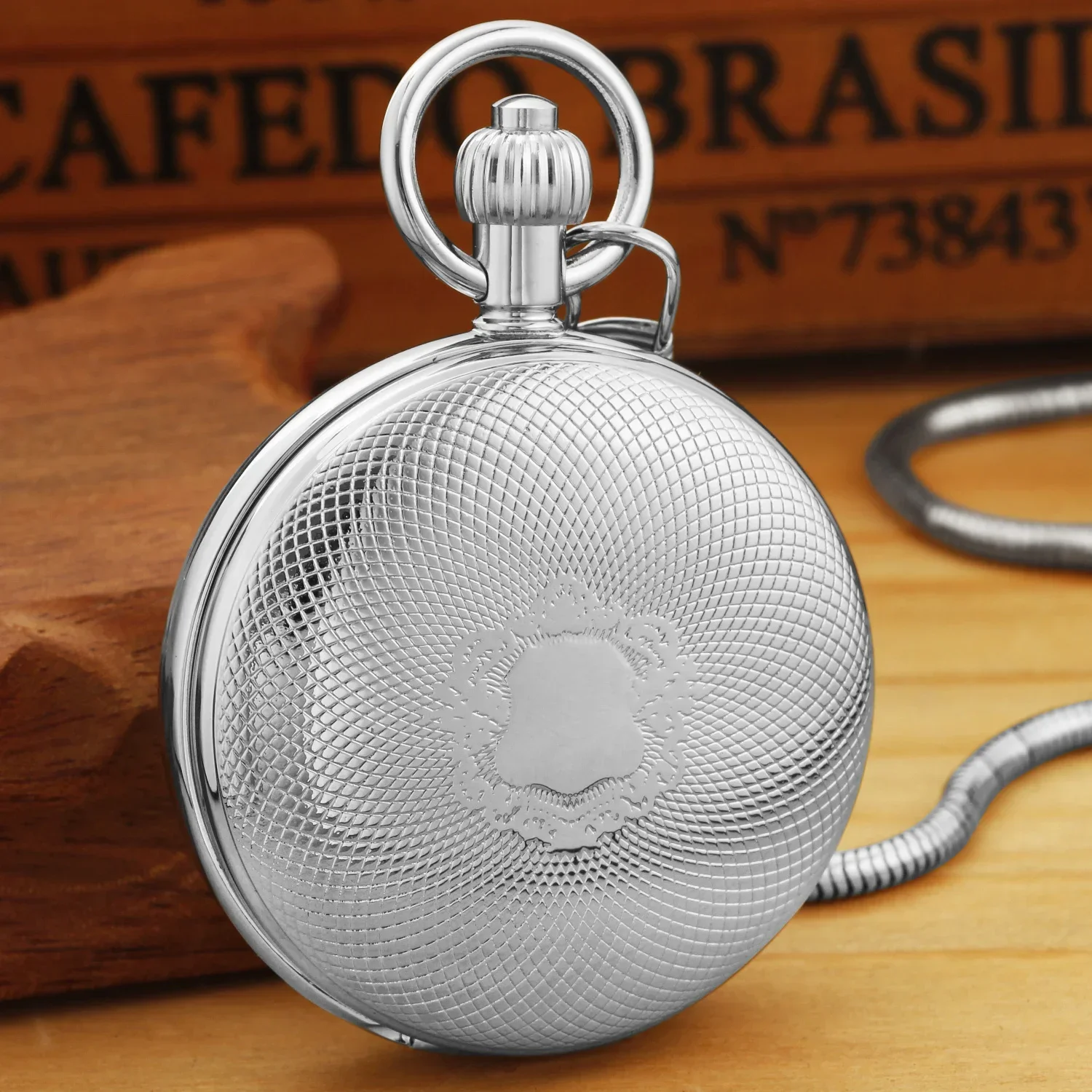 Antique Imperial Luxury Pocket Watch Mechanical Hand Winding Stainless Steel Case Mens Pocket Watch 30cm Chain