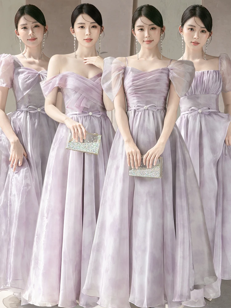 

Потрясающее фиолетовое платье для подружки невесты/сестры на свадьбу, вечернее/повседневное, комфортное, с А-образной юбкой и коротким рукавом