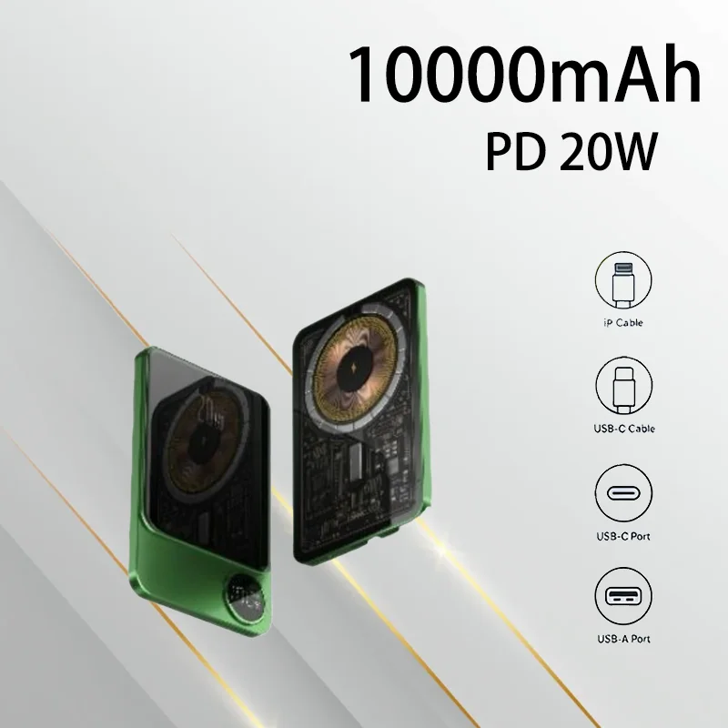 

10000mAh Ultra Thin Magnetic Wireless Power Bank 20W Fast Charging Large Capacity Portable Charger For Travel Outdoor Daily Use