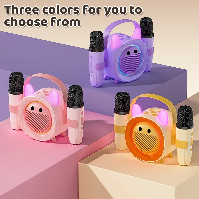 

Trendy children's dual Macara OK speaker portable outdoor singing K supports card insertion recording lighting voice prompts