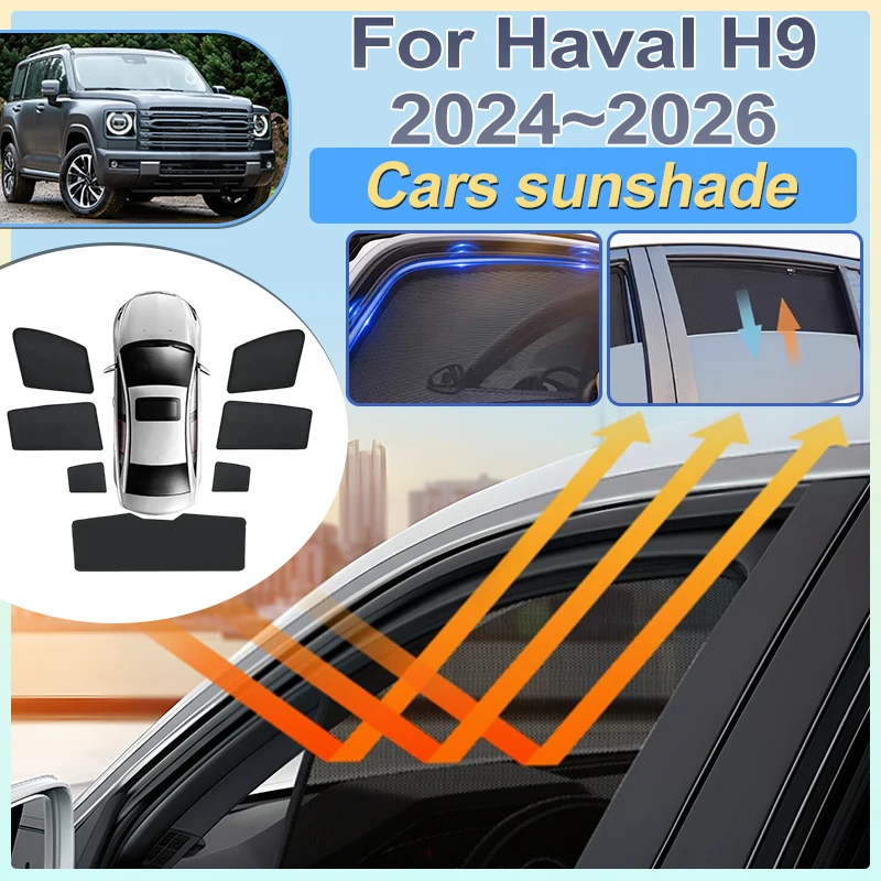 

Для Haval H9 2026: Аксессуары 2024-2025 MK2, Солнцезащитная сетка от УФ-лучей для лобового и заднего стекол, Защита от солнца, Автоаксессуары