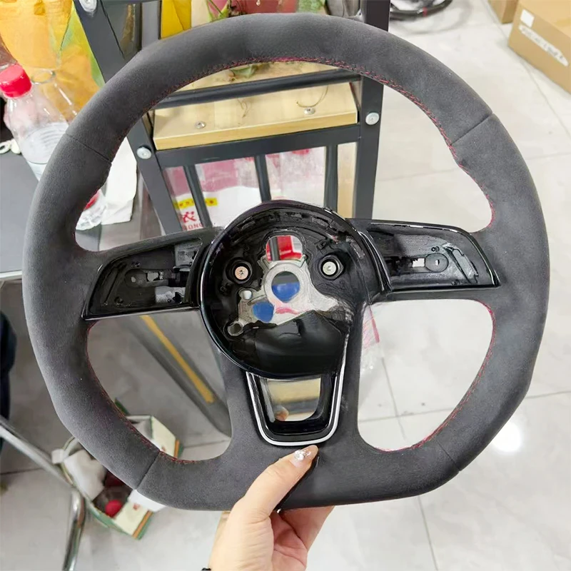 

For Audi Flat Bottom Sport Steering Wheel With Alcantara Material Fit A3 A4 A5 S3 S4 S5 B9 2017-2022