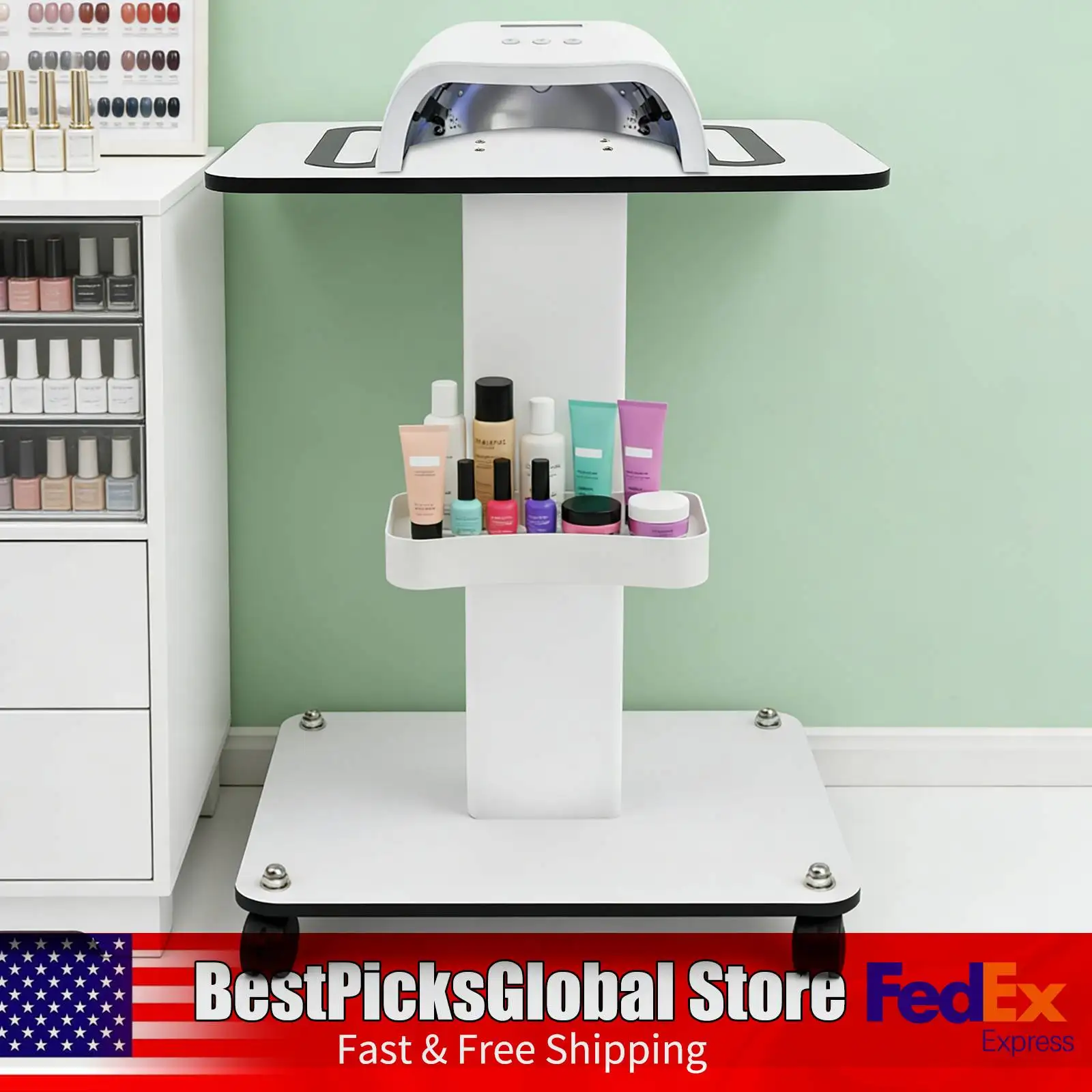 

Salon Equipment Trolley, Large Surface Mobile Cart for Spectrometer, Nail & Beauty Tools, Professional Spa & Massage Cart