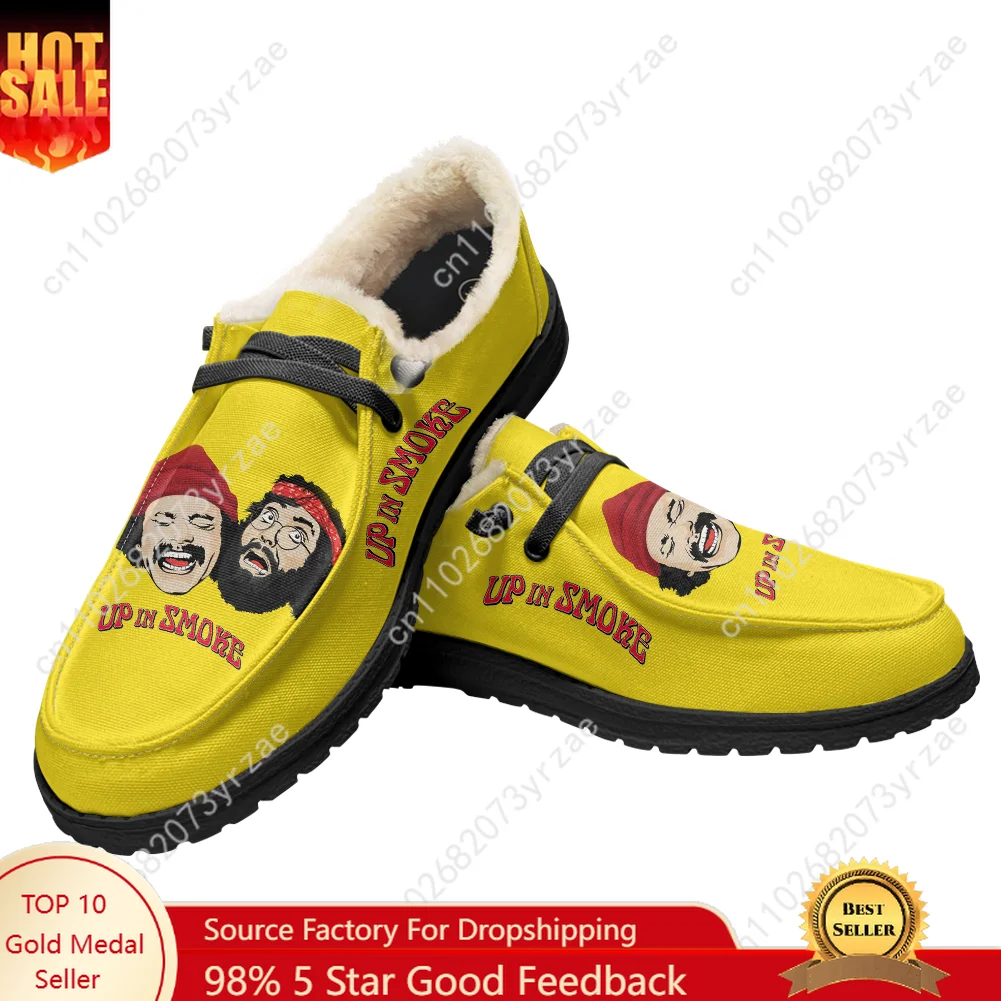 

Up in Smoke Velvet Flat Shoes Mens Womens Warm Shoe Indoor Outdoor Light Shoe Personalized Fashion Print Customize Couple Shoes