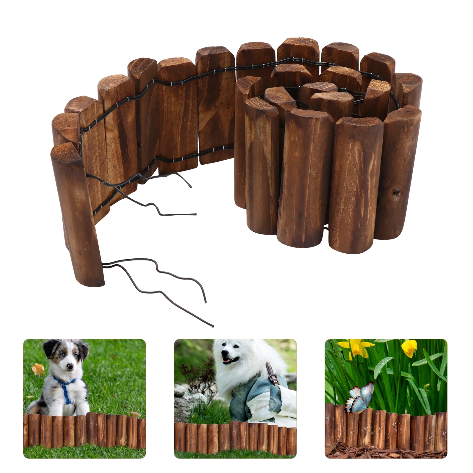 

Premium Wood Garden Waterproof Mothproof Carbonized Outdoor Decorative Courtyard Landscape Partition Durable Natural for Grass