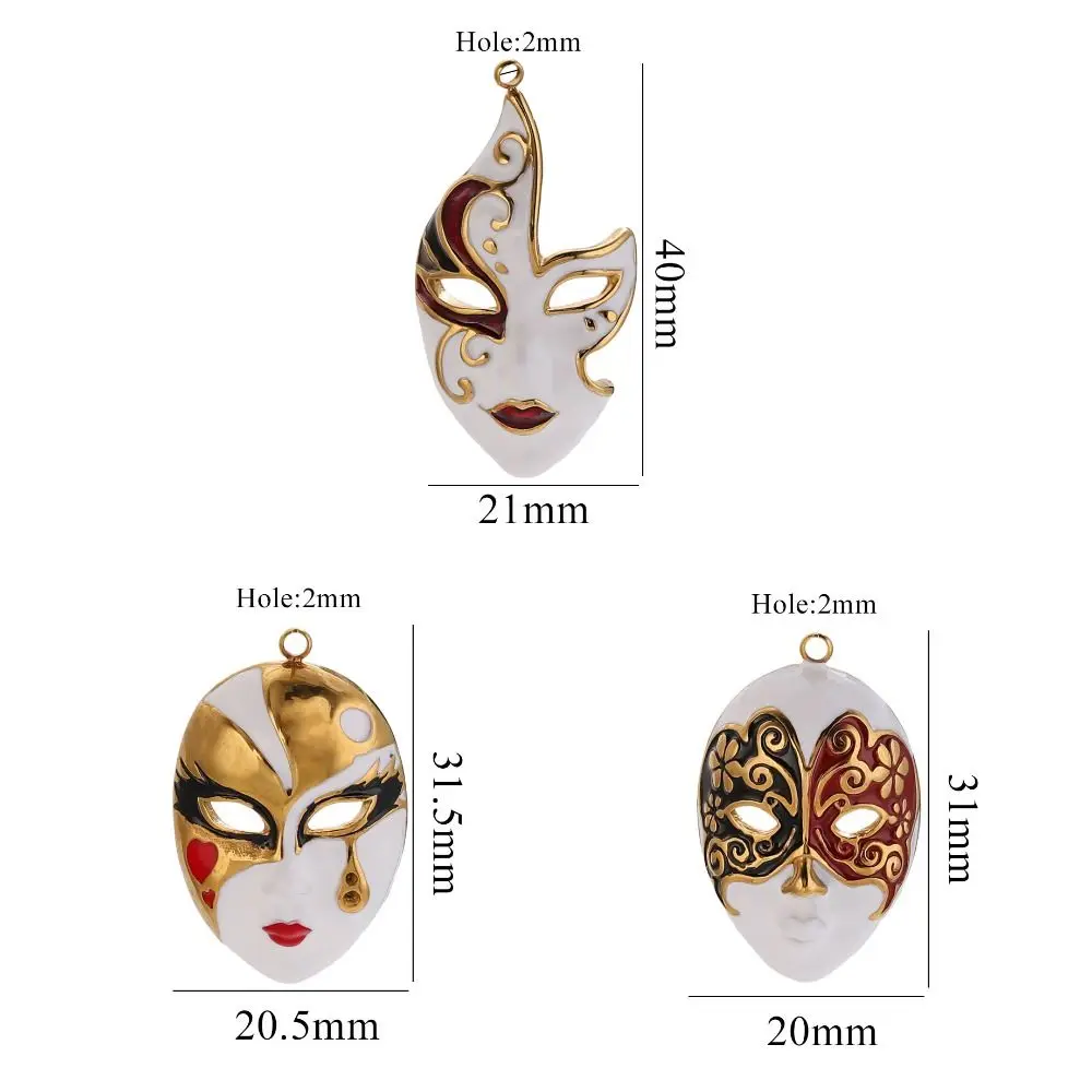 Chinese Peking Opera Mask Pendant Stainless Steel Water Drop Evil Eye Charms DIY 3 Styles Necklace Making Connector