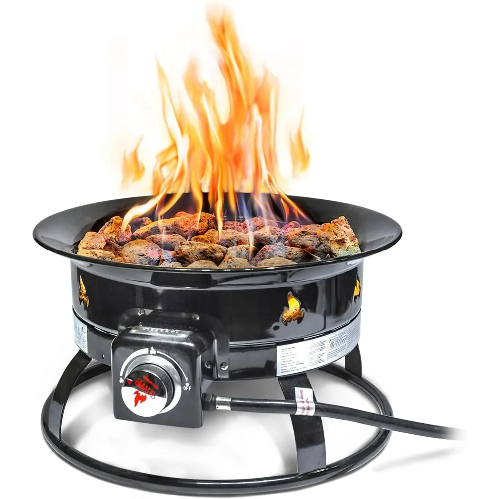 

Fire Pit, 19-inch, 58,000 Btu Smokeless Gas Firebowl | Perfect For Camping, Patio, Backyard,