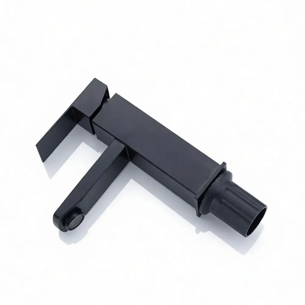 Square Basin Mixer Faucet Matte Black 304 Stainless Steel Bathroom Sink Modern Washroom Vanity Hot Cold Water Dual Valve