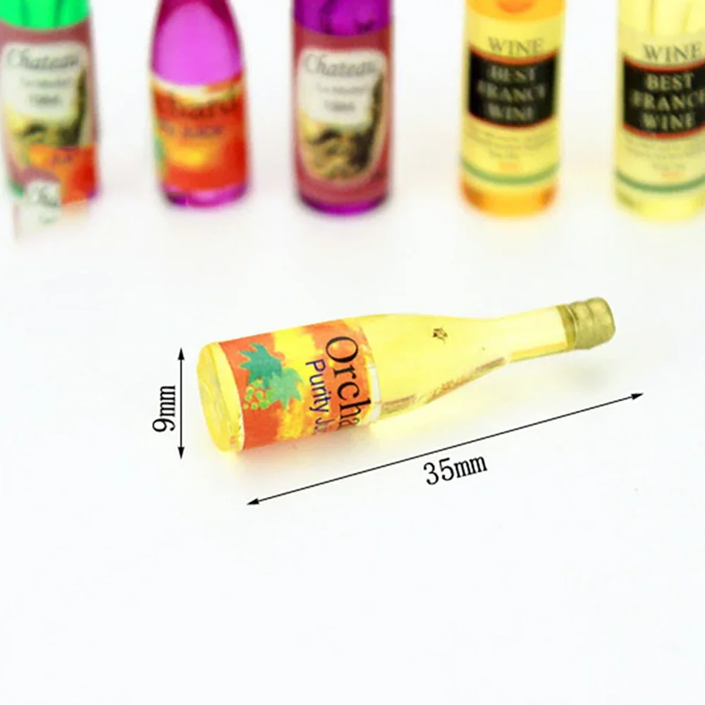 6Pcs 1/12 Dollhouse Miniature Mini Resin Wine Bottle Mini Drinks Model Toy for Doll House Accessories Decoration