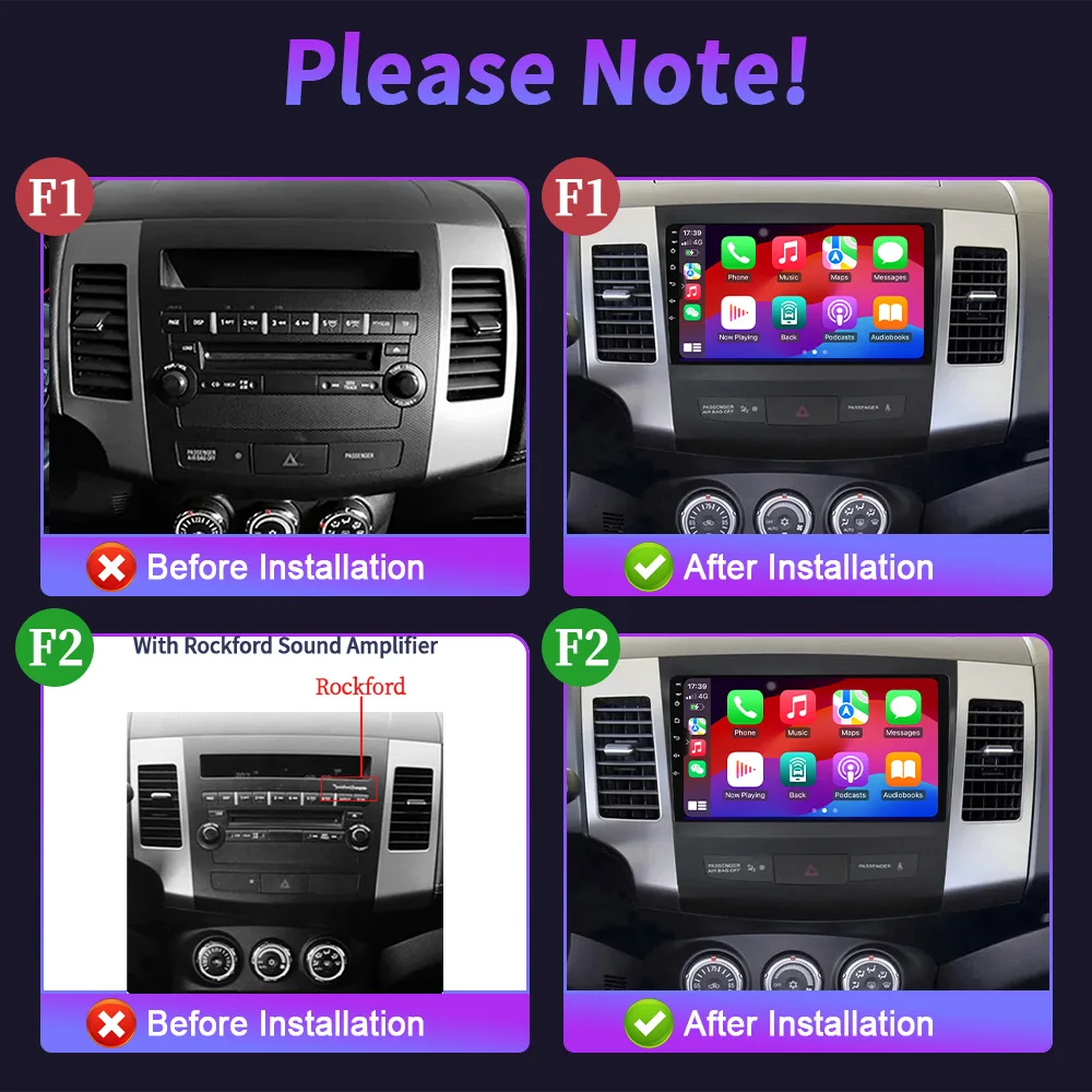 راديو السيارة أندرويد 14 لميتسوبيشي أوتلاندر xl 2 2005-2011 الملاحة الوسائط المتعددة اللاسلكية BT Carplay اللمس 2K شاشة QLED #2