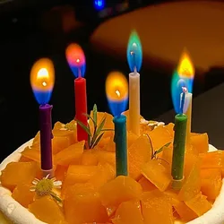 6/12pcs Colorful Flame Candle Birthday Cake Decoration Plug-in Creative Rainbow Flame Candle Party Birthday Party Decoration