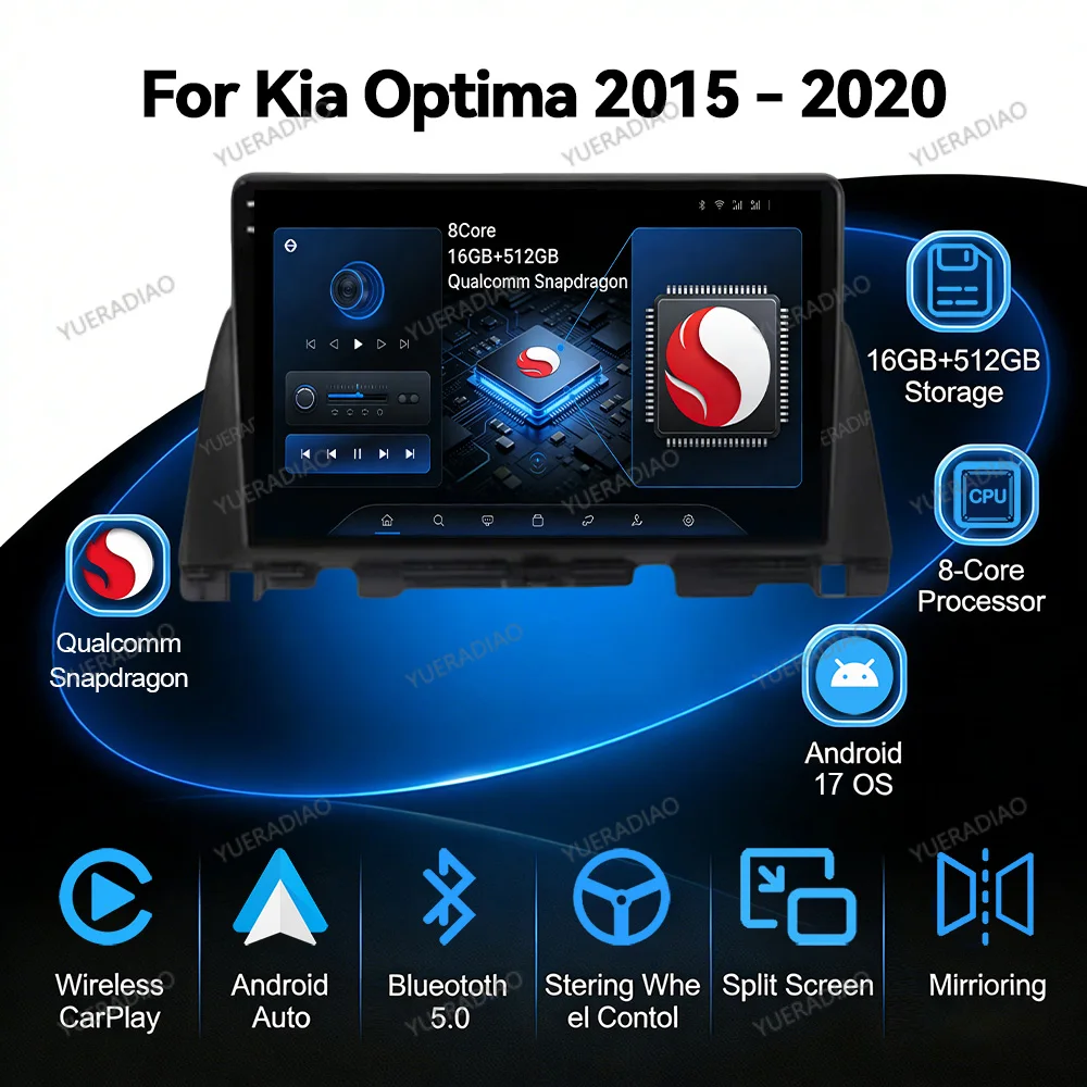 Android 17 Car Radio For Kia Optima 4 JF 2015 - 2020 Viedo Player 2DIN Qualcomm Multimedia NAVI Gation GPS DSP 5G WIFI Stereo BT