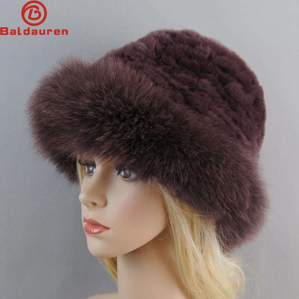 

Women Beanies Solid Rex Rabbit Fur Caps Lady Party Fashion Real Fur Hat Skullies Winter Luxury Knitted Real Genuine Fox Fur Hats