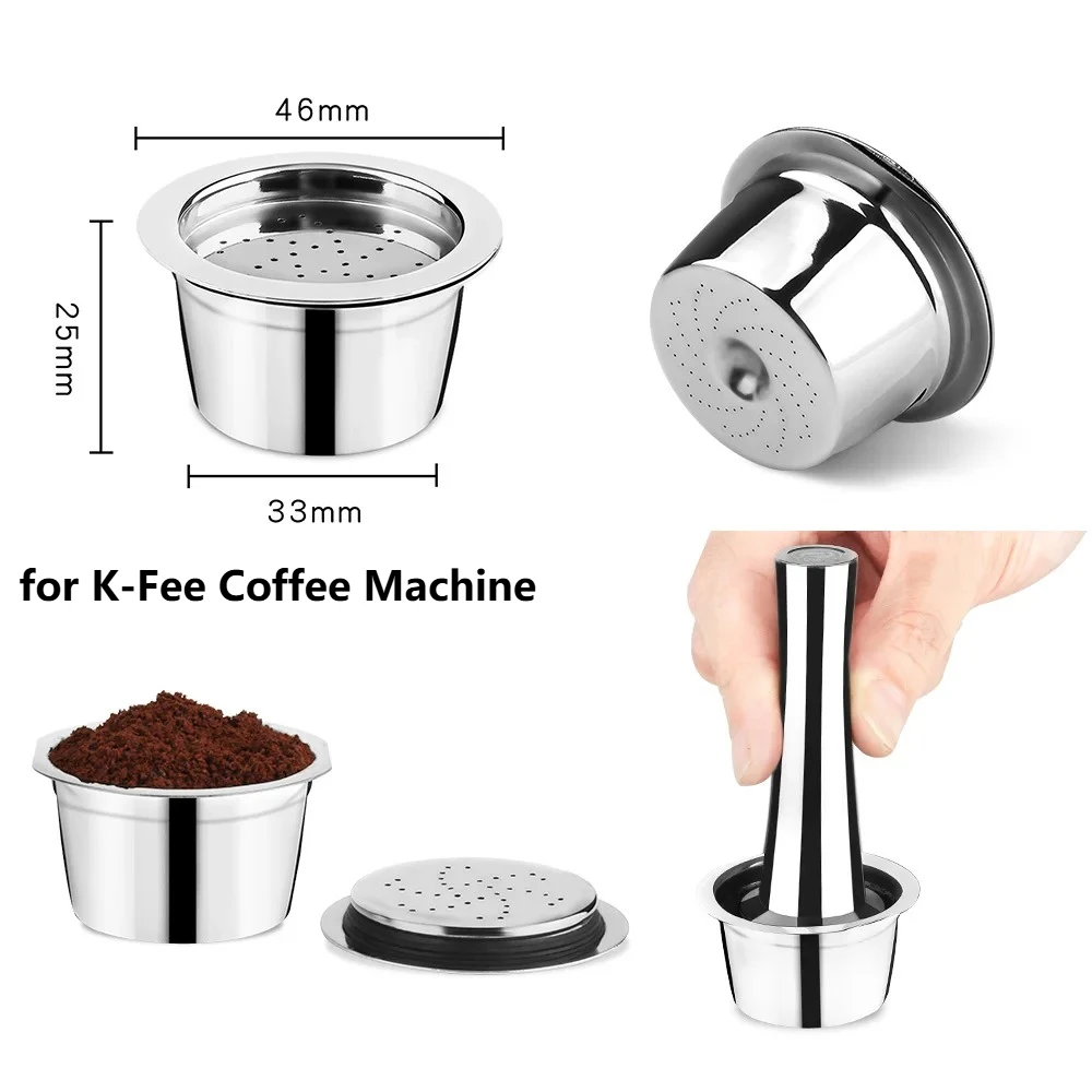 304 Stainless Steel Reusable Coffee Capsule Tools Refillable Filter Pods Compatible with K-Fee Coffee Machine