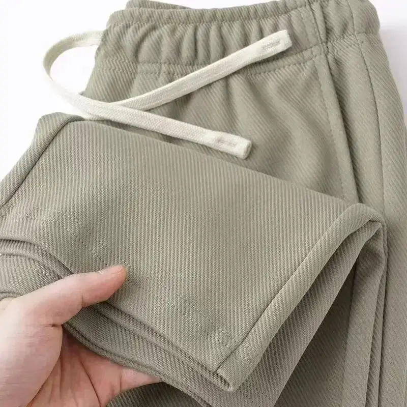 

New 2023 Autumn Loose Straight Casual Pants Elastic Waist Men's Fashion Youthful Energy Style Eighteen-Length Trousers
