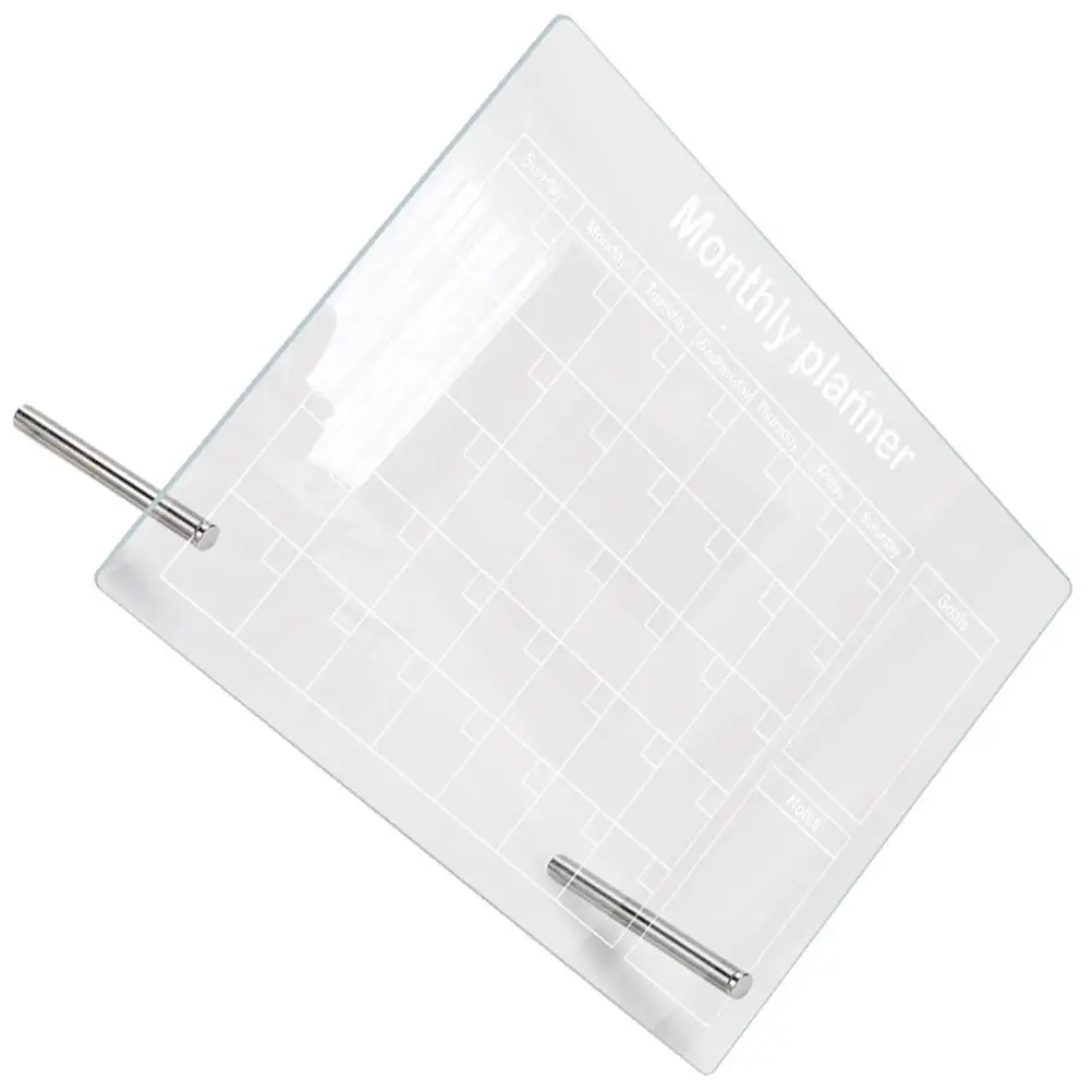 Multi-function Acrylic Note Board Desk Dry Erase Message Whiteboard 2x7cm Ad Nails 6xPens Reusable Smooth Practical Gift