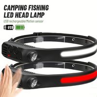 COB LED Sensor Headlamp USB Rechargeable Light with Built in Battery Multiple Lighting Modes Lamp for Outdoor Camping Fishing