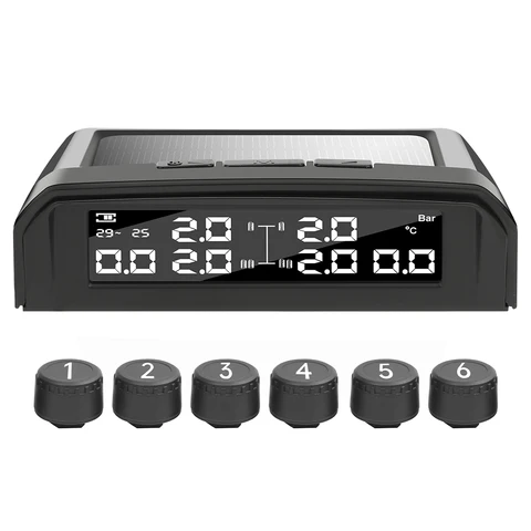 Система Контроля Давления В Шинах TPMS 6 С Внешними Датчиками, ЖК-дисплеем