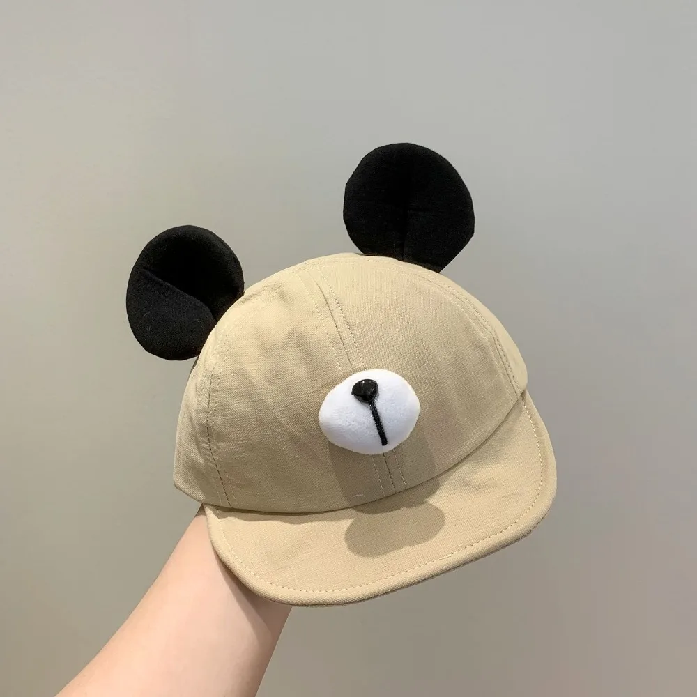 

New Cute Bear Ear Baseball Hat Soft Brim Adjustable Peaked Cap Warm Breathable Beach Hat Spring Autumn