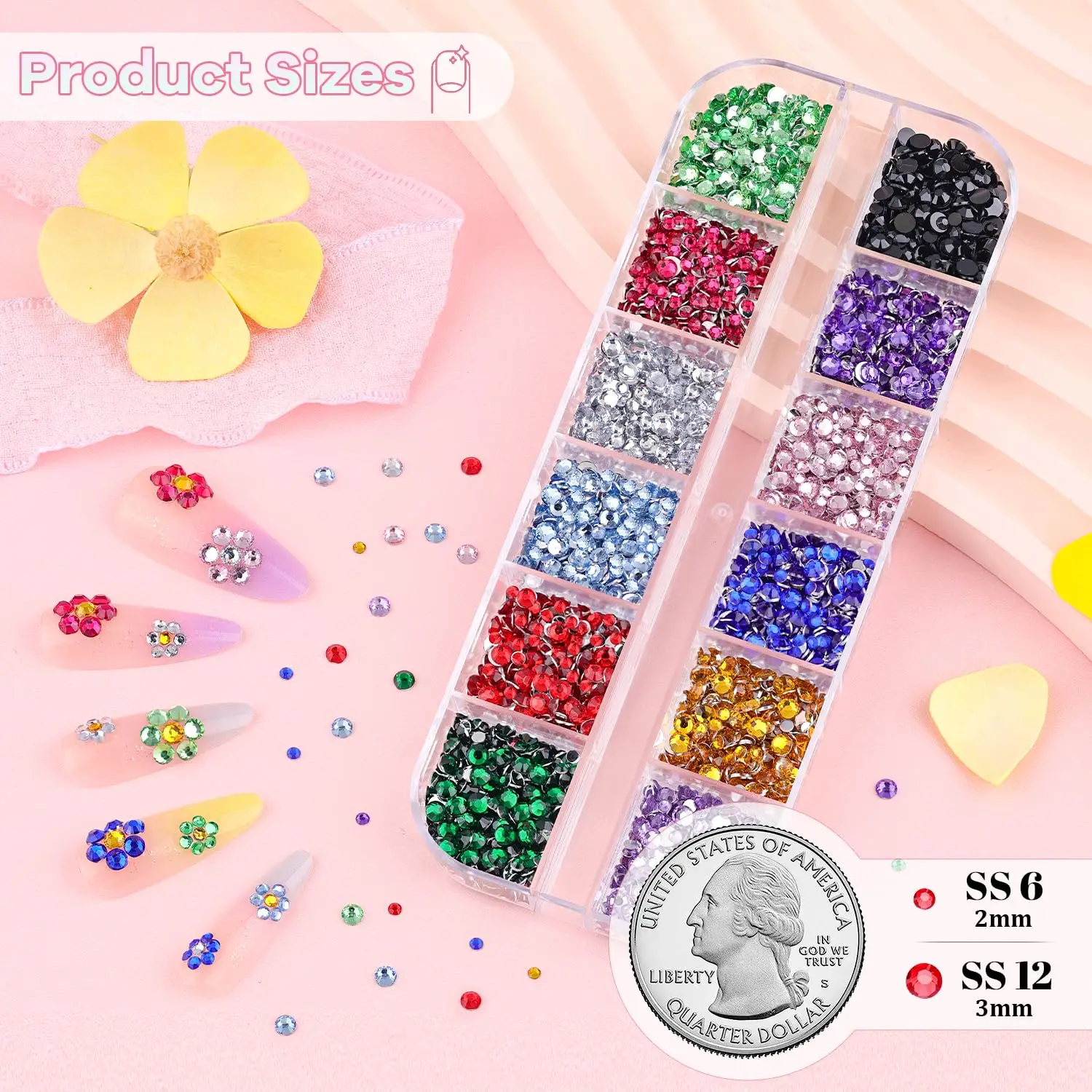 5000 Stück Kleine Harz-Strasssteine für Nagelkunst, Bunte Strass-Steine 2/3MM Flache Rückseite, Glitzernde Edelsteine, Strass-Charms – Detail 3