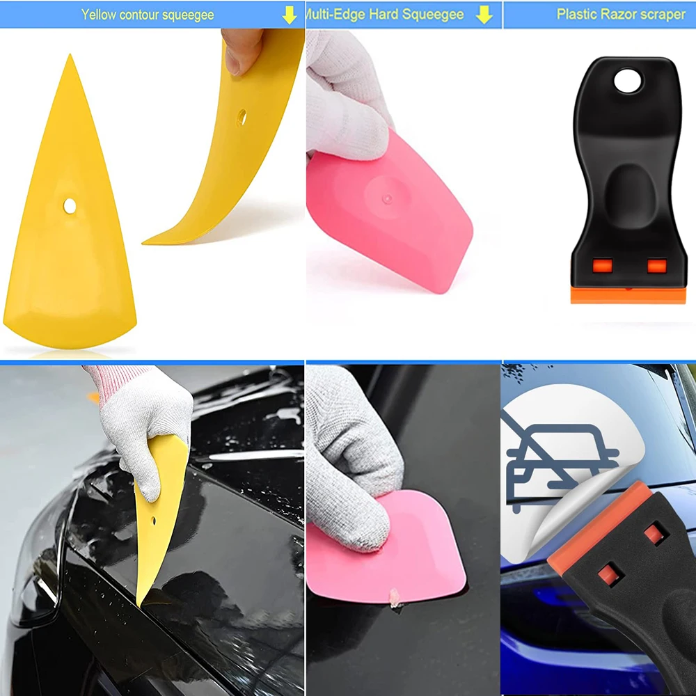 Professional Car Vinyl Wrap Tool Kit Window Tinting Wallpaper Felt Squeegee Cutter for PPF Carbon Fiber Film Sticker Application