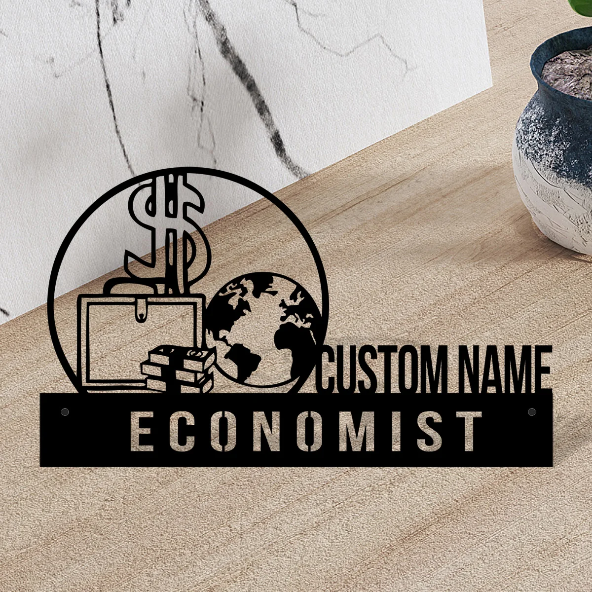 Custom Economist Desk Name Plate Wedge, Personalized Economy Adviser Nameplate Office Sign Financial Adviser Plaque Decor