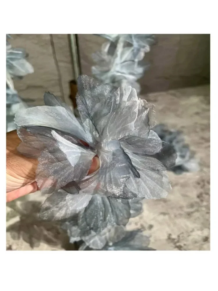 Organza Fabric Gradual Lace Flower Wedding Headwear Decorative Accessories Wholesale Cloth By Meters Diy Material