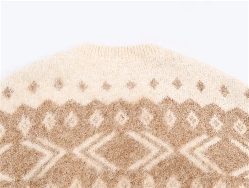 سترة نسائية 2025 موضة جديدة للشتاء بأكمام طويلة من قماش الجاكار المحبوك للنساء سترة علوية أنيقة غير رسمية للسيدات #6