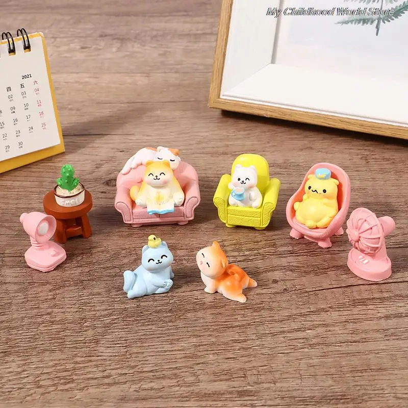 Cute Mini Cat Miniature Figurines Fairy Garden kitten Ornament Kids Children Baby Cartoon Toy Gift Home Decor