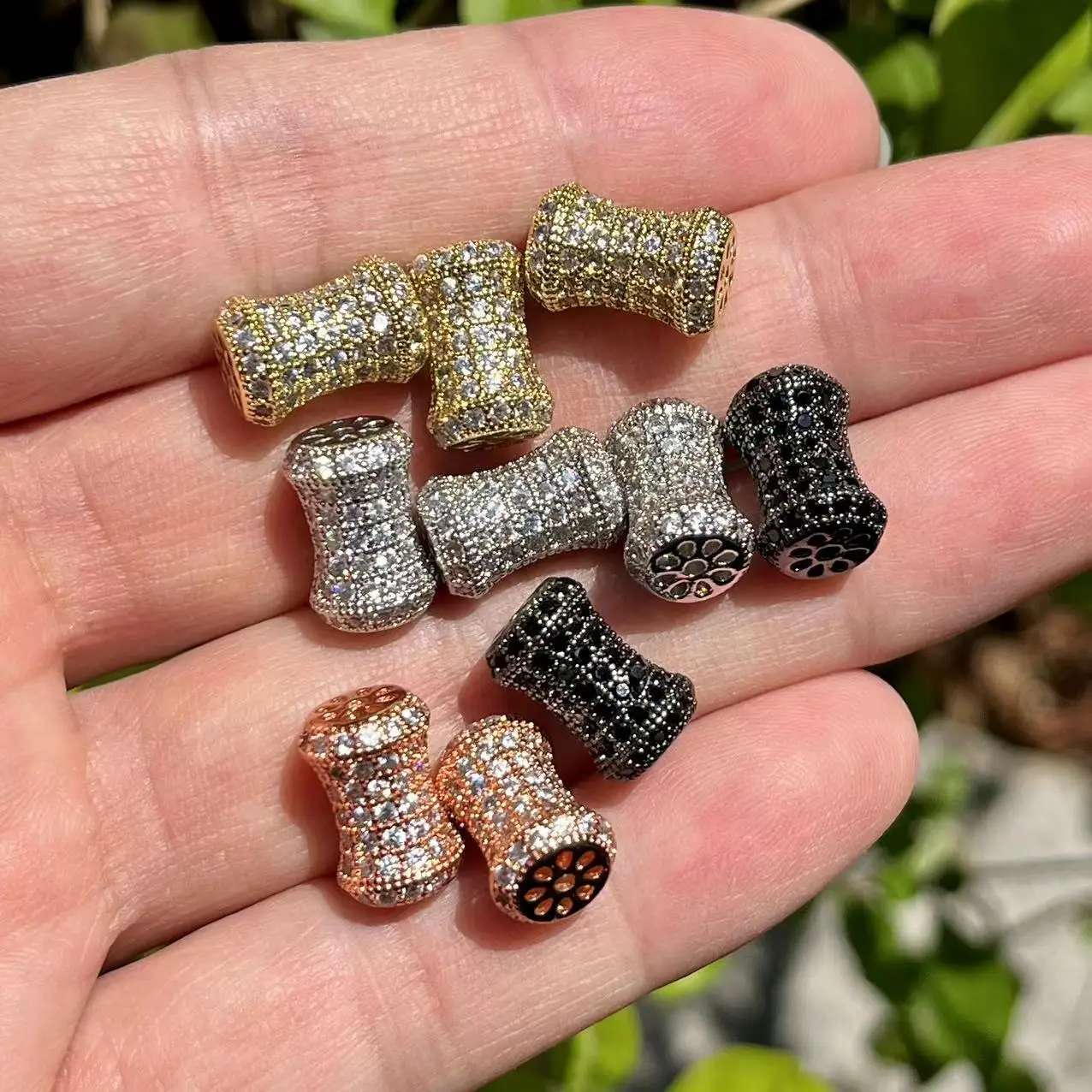 

5Pcs/Lot Bar Spacer Bead Zircon Paved Jewelry Findings 13x8.5mm Hand Making Accessories