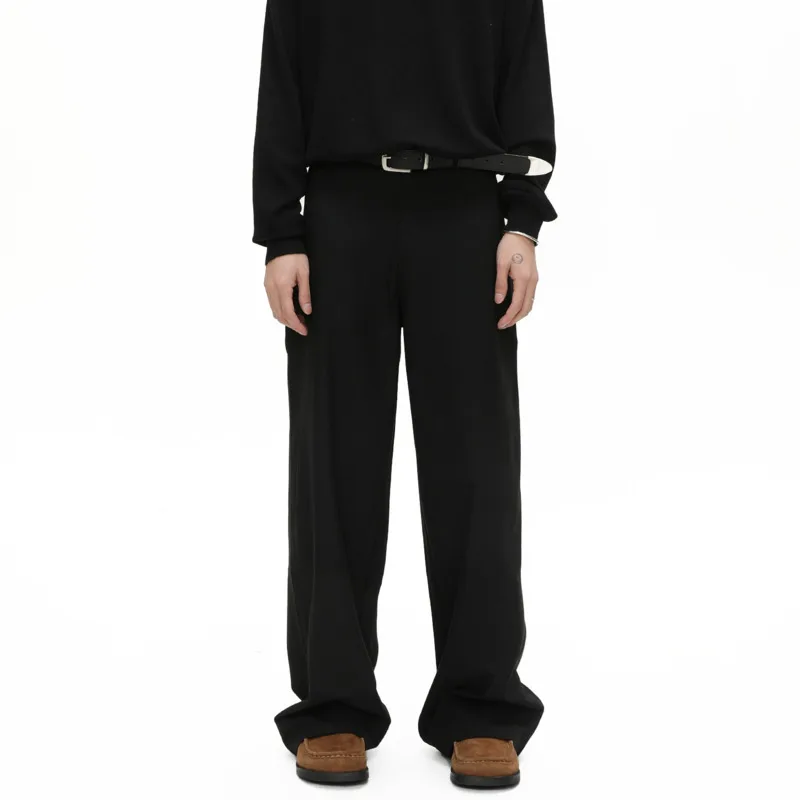 

SYUHGFA Korean Style Men's Suit Pants Casual Solid Color Bottom Cleanfit Loose Straight Wide Leg Male Trousers 2025 Autumn