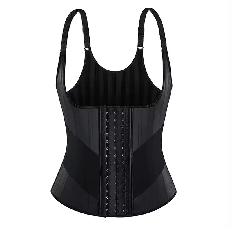 

100% Latex Waist Trainer Vest for Women Weight Loss Plus Size Black 25 Steel Boned Underbust Corsets BustiersBody Shaper Cincher