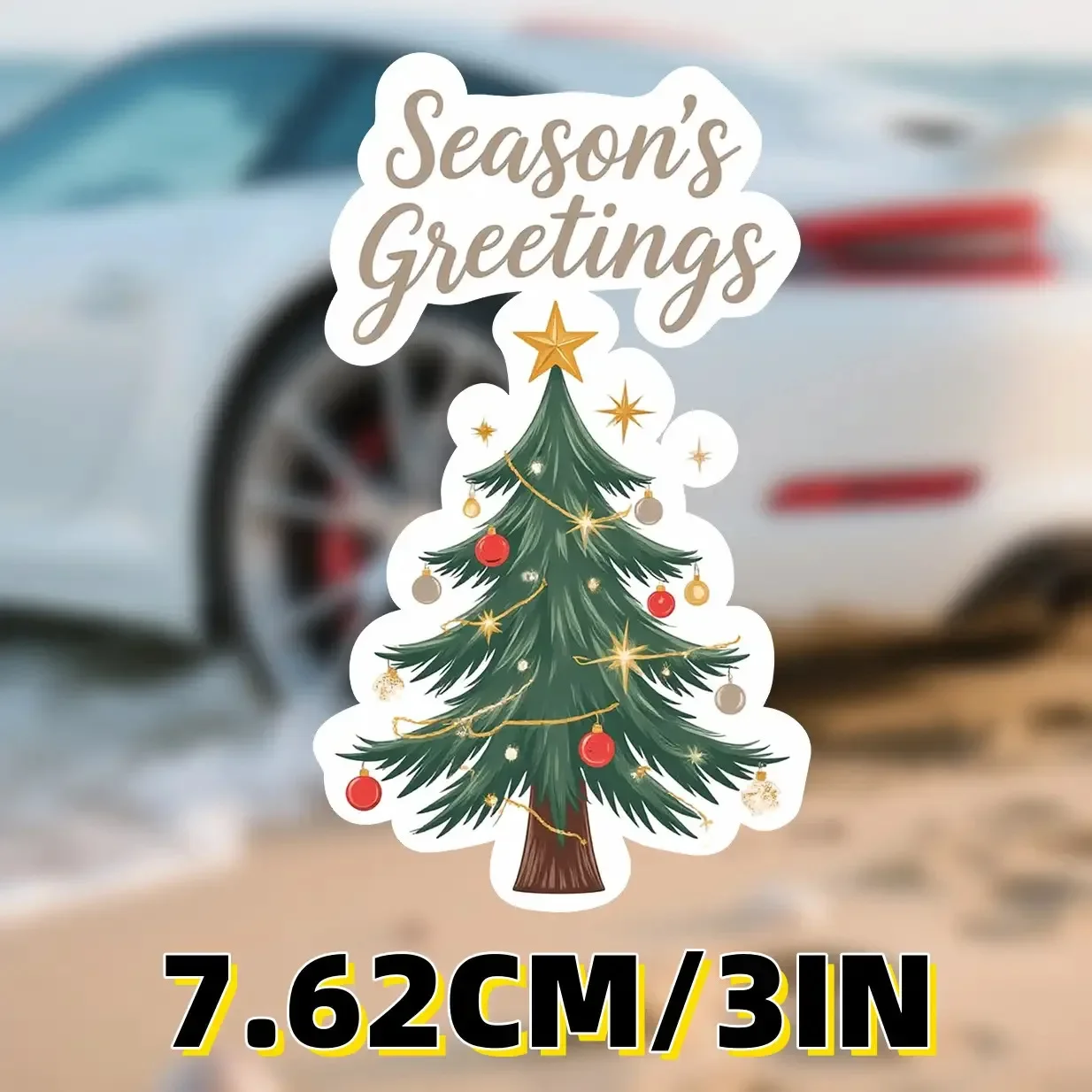 3 قطعة ملصق سيارة لدراجة نارية لموسم شجرة عيد الميلاد، ملصق شجرة مزخرف لسيارات الدراجات النارية، مركبة احتفالية #3