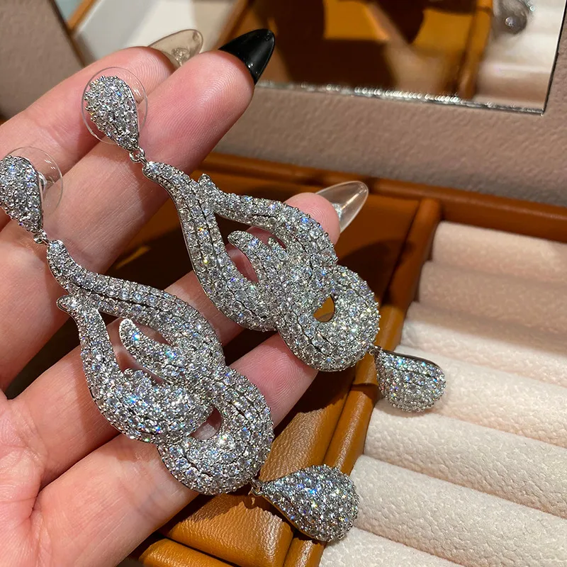 Water Drop Pendant Luxury Temperament Fashion Zircon Earrings